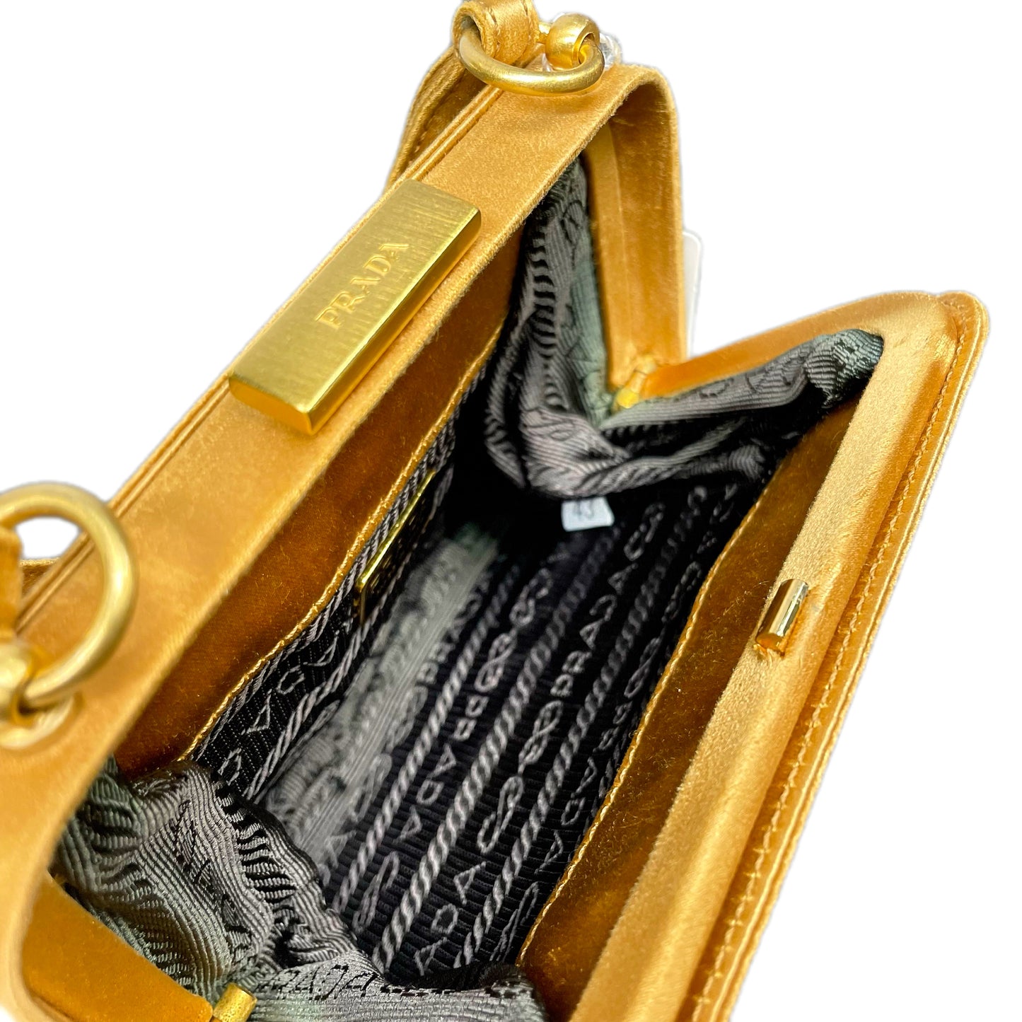 Prada – Satin Top Handle Bag (Gold)