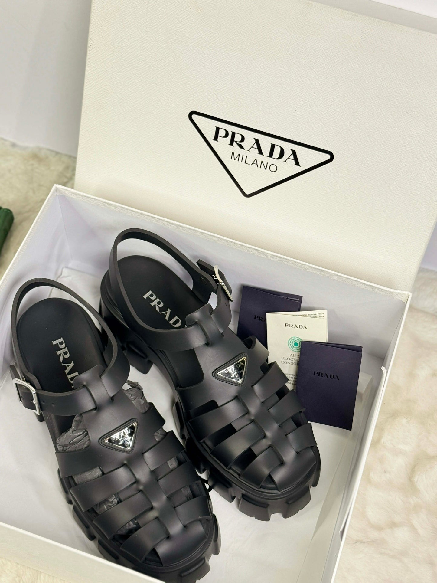 Prada - Monolith Foam Rubber Caged Sandals (Size 40)