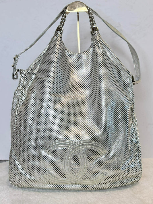 Chanel Perforated CC Hobo Silver