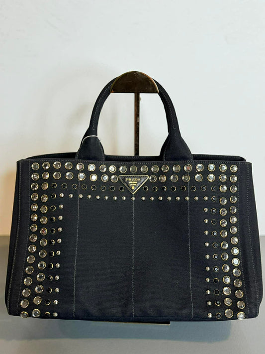 Prada Studded Tote Black