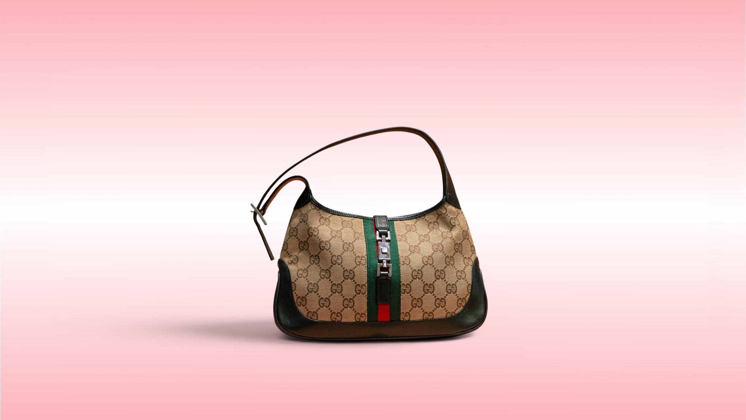 Gucci Brown GG Canvas Web Jackie Shoulder Bag