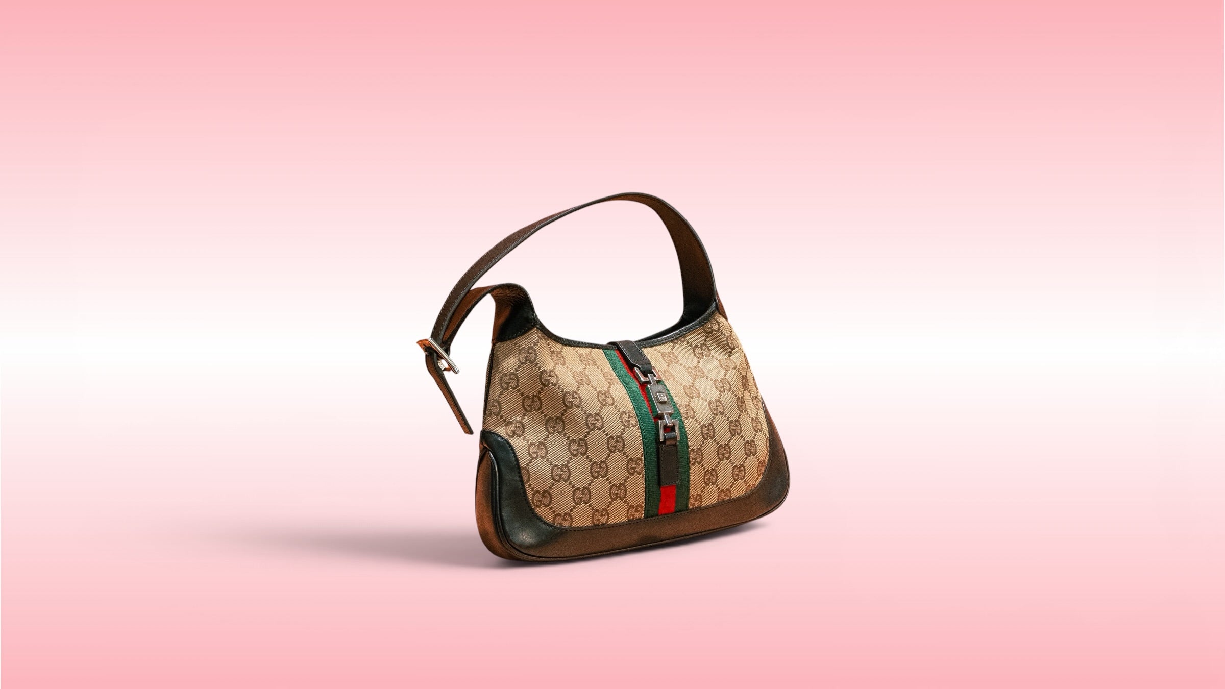 Gucci Brown GG Canvas Web Jackie Shoulder Bag