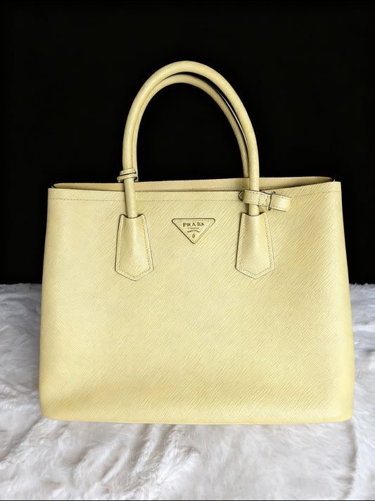 Prada – Saffiano Lux Tote (Pale Yellow)