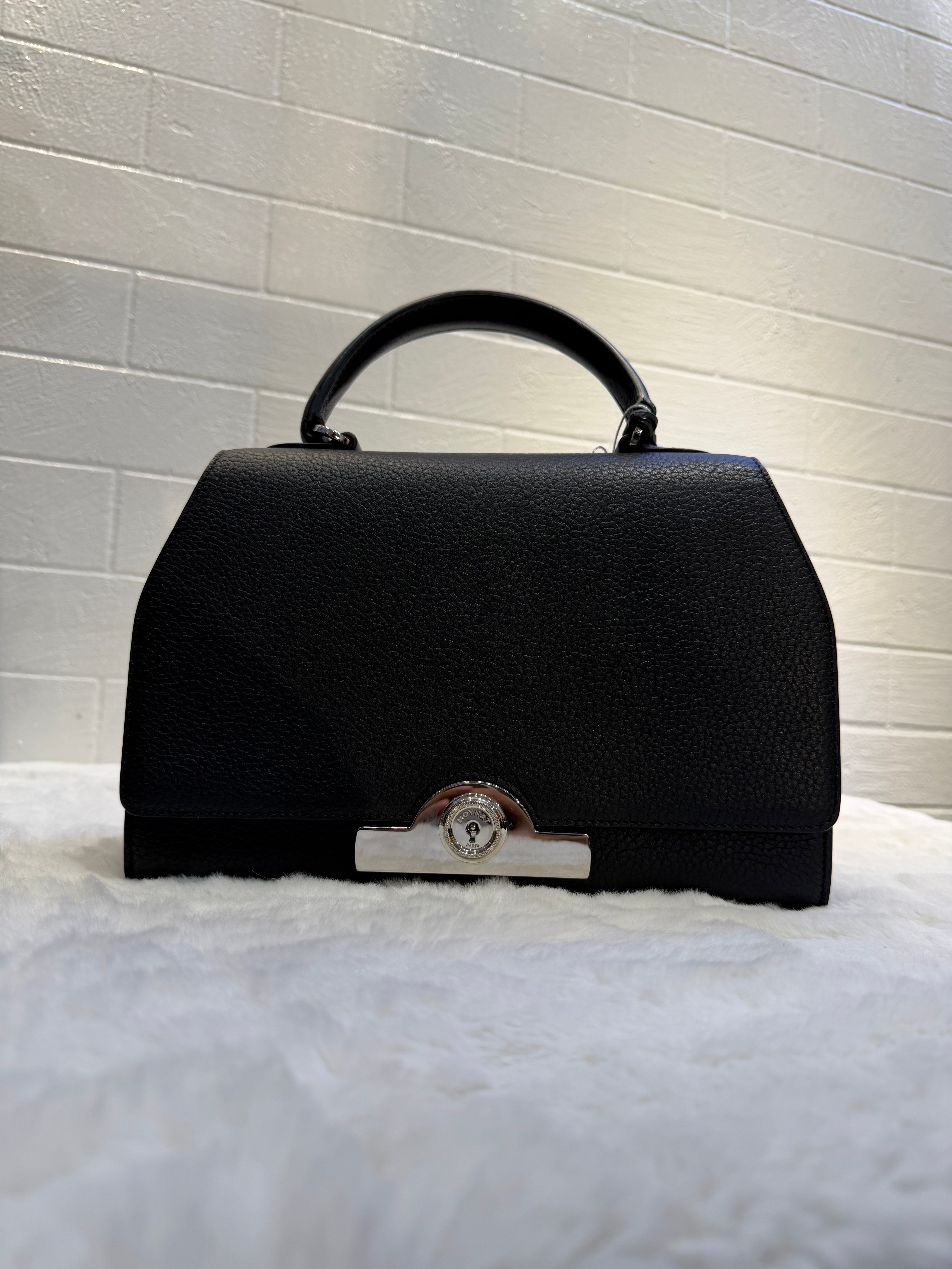 Moynat Taurillon Réjane Top Handle Bag (30) – Black