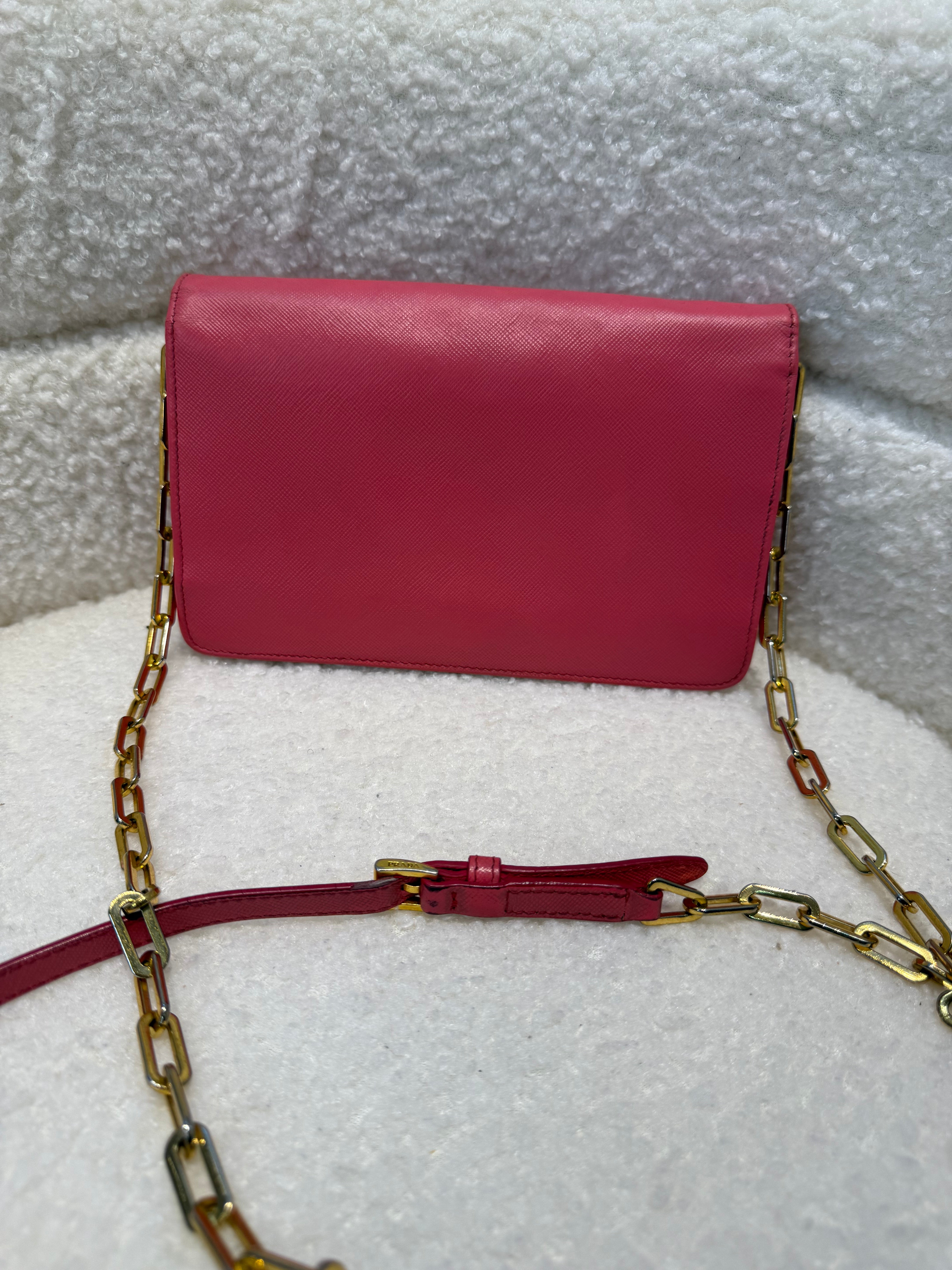 Prada Saffiano Lux Wallet On Chain Cross Body Bag