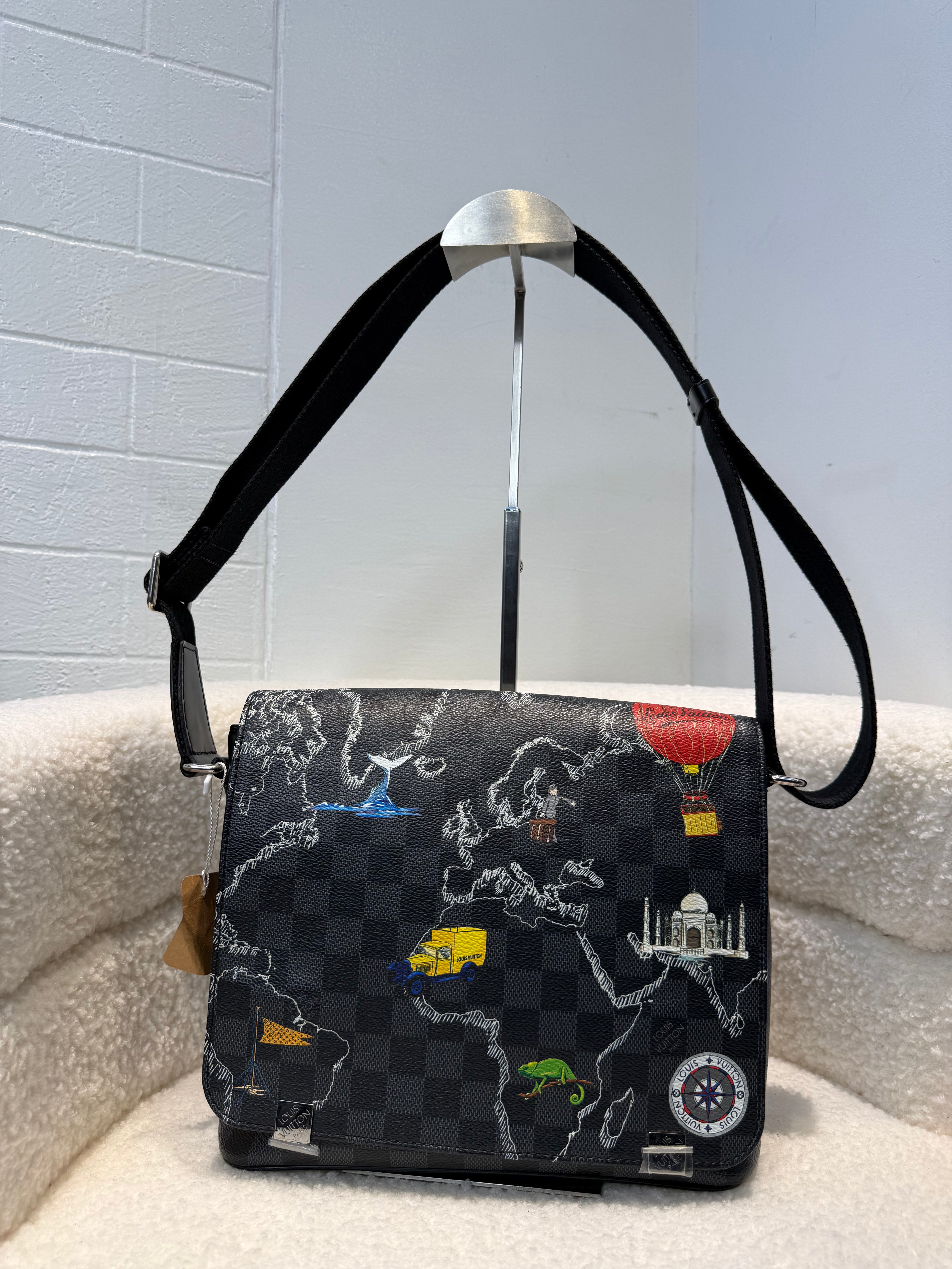 Louis Vuitton Damier Graphite World Map District PM Messenger Bag