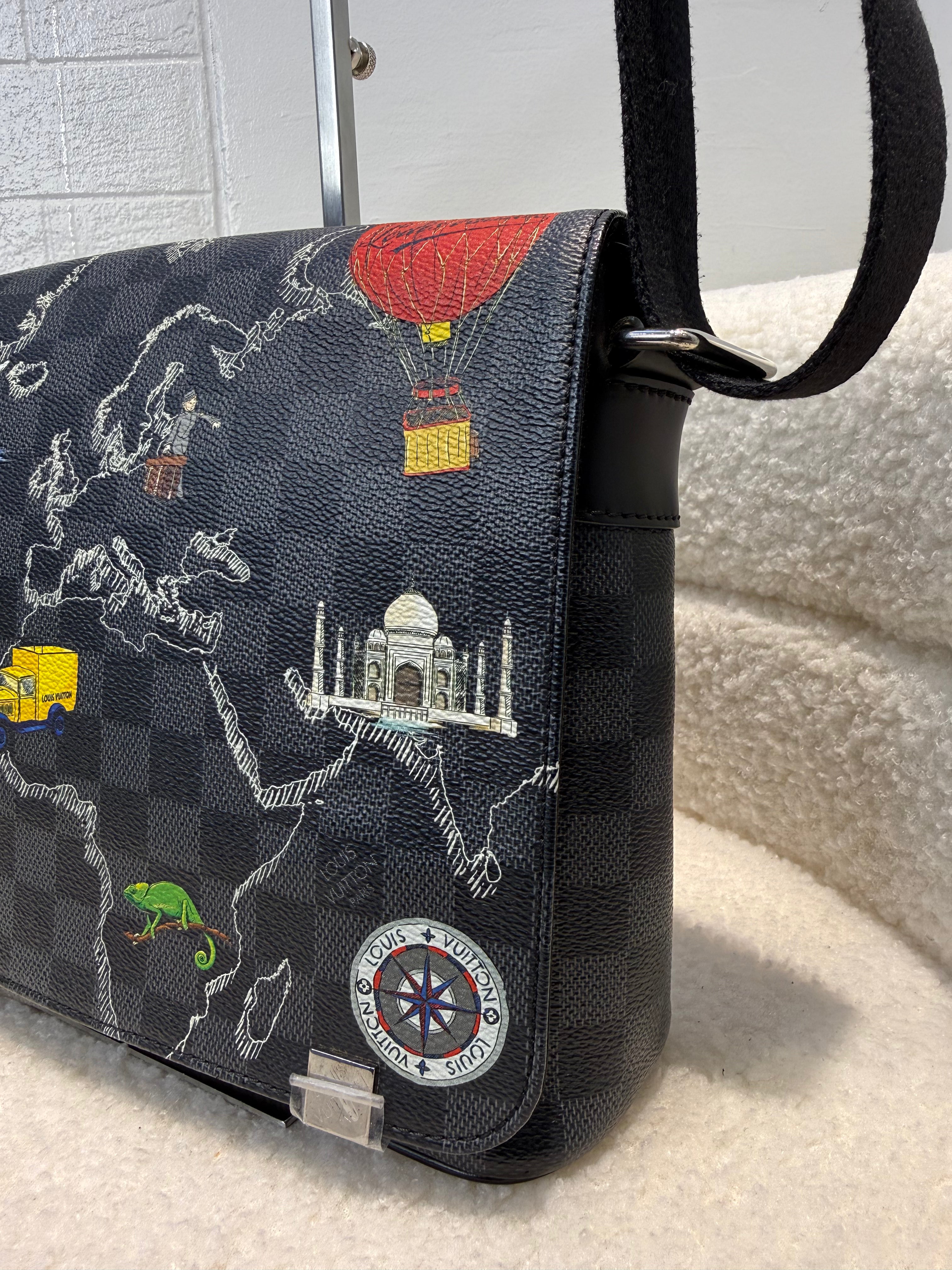 Louis Vuitton Damier Graphite World Map District PM Messenger Bag