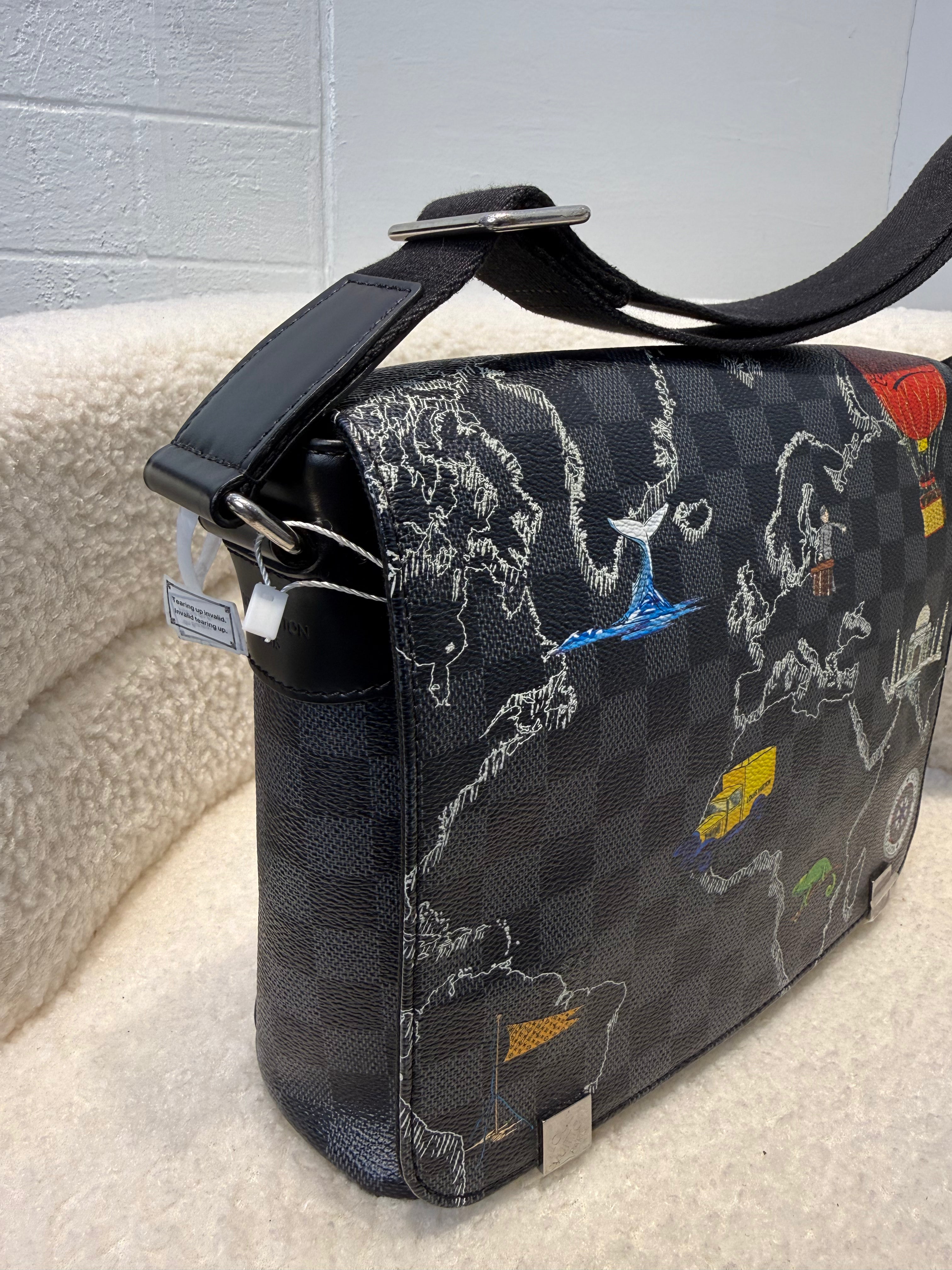 Louis Vuitton Damier Graphite World Map District PM Messenger Bag