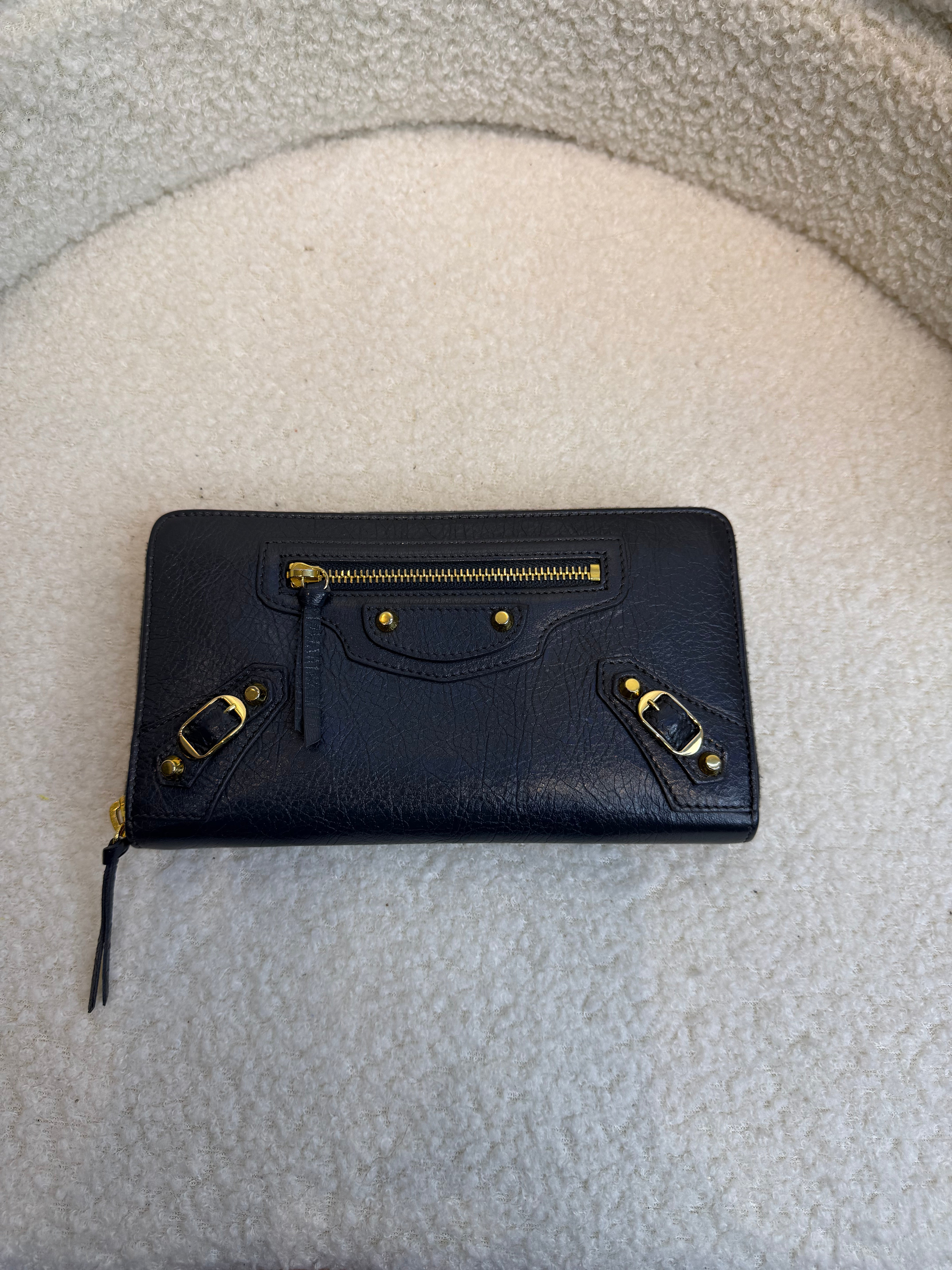 Balenciaga Classic Metallic Edge Continental Zip Around Wallet