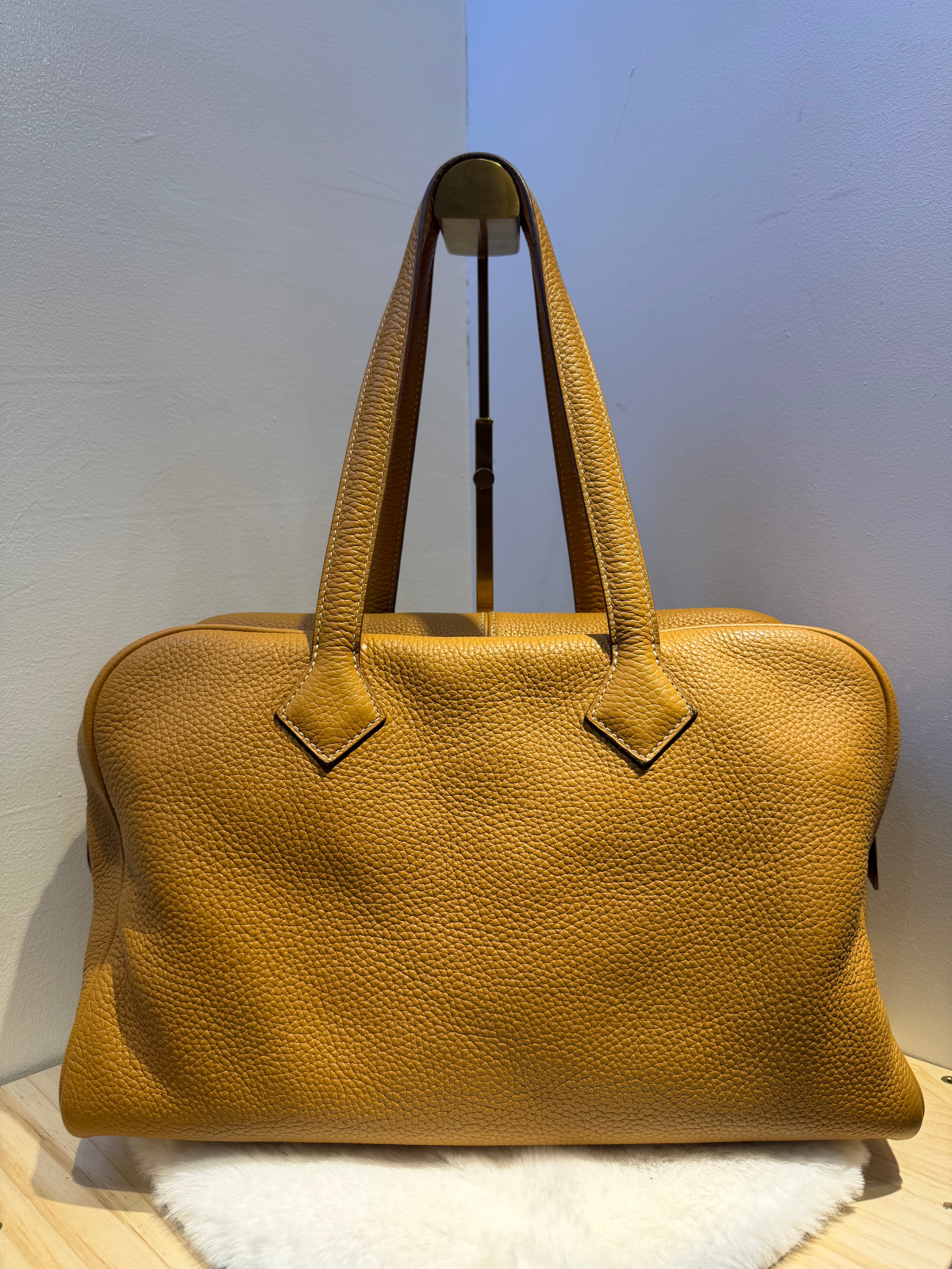 Hermes Victoria Travel HandBag 40 Clemence Leather (Yellow)