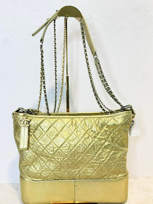 Chanel – Metallic Quilted Shoulder Bag (Gold)